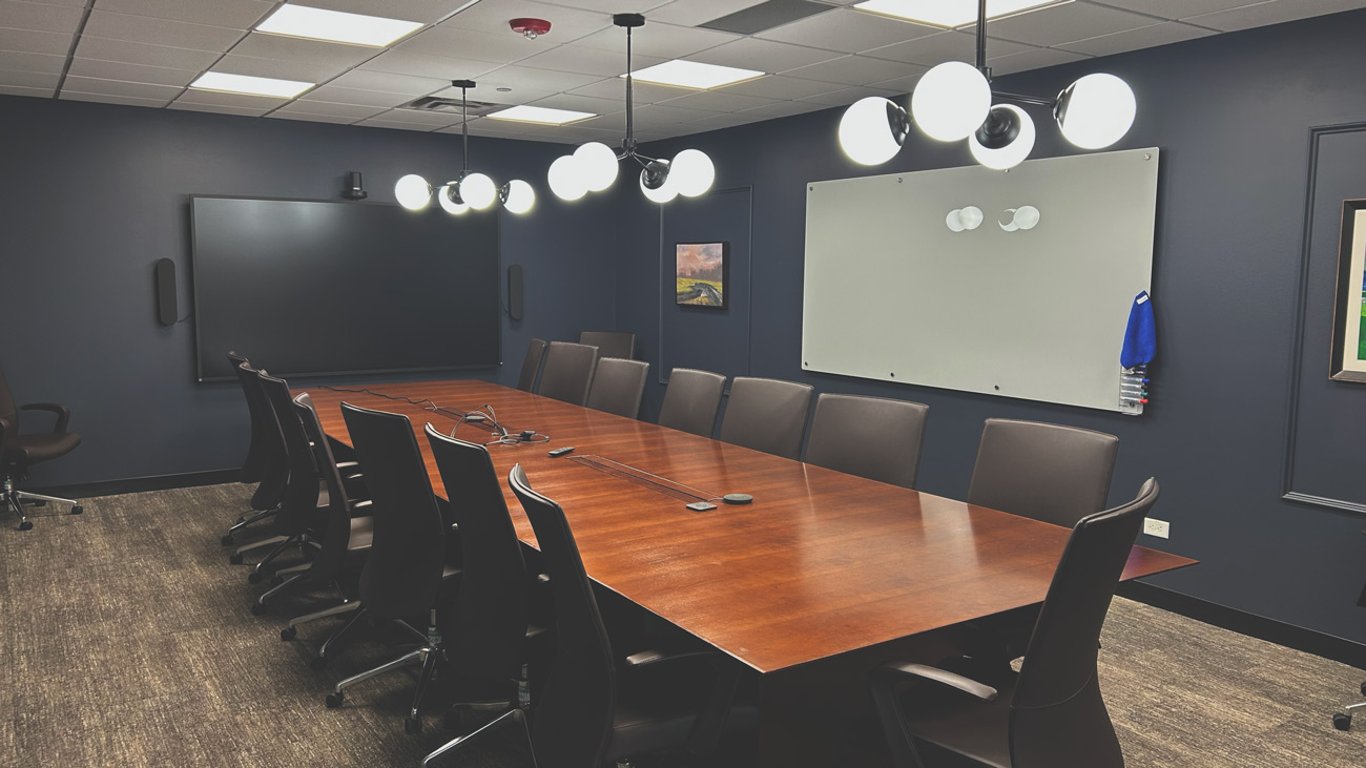 An interior shot of 20 Person Board Room