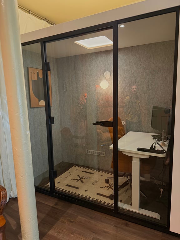 An interior shot of ALCOVE Pod 9 - Montauk Club