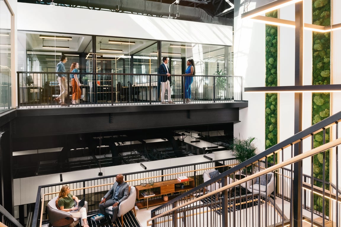 An interior shot of Industrious - Fashion Square