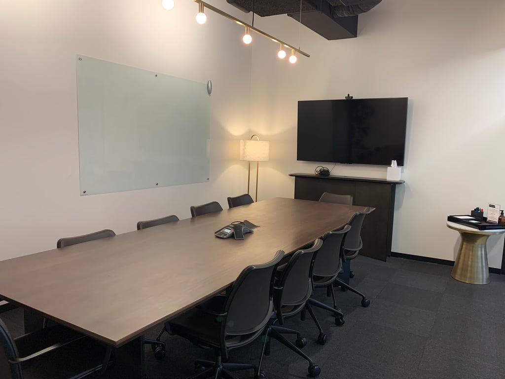 An interior shot of Conf A - privacy frosting