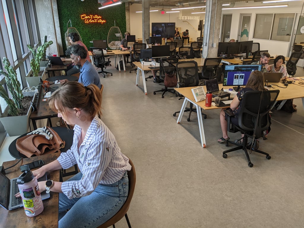 An interior shot of CO+HOOTS Coworking Mesa