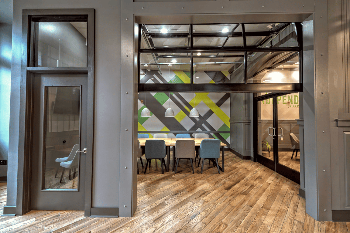 An interior shot of Seeing Plaid Room
