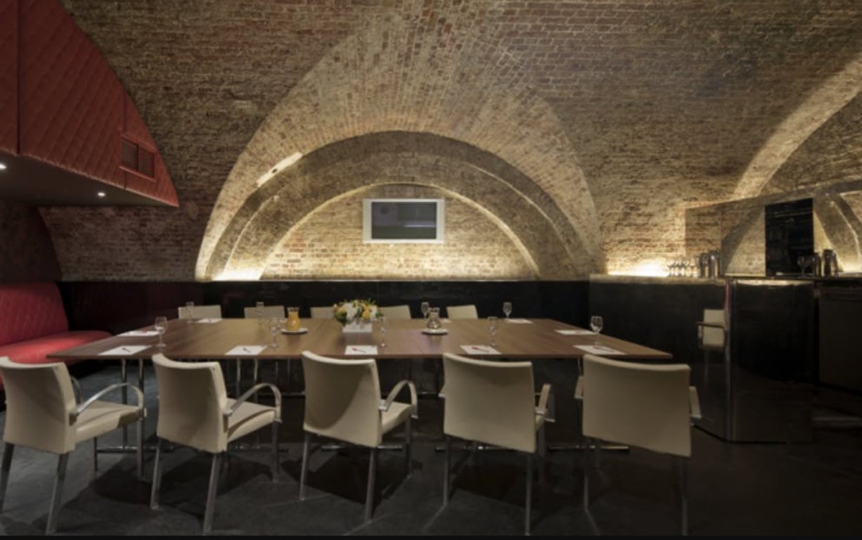 An interior shot of The Rehearsal Room (Boardroom layout)