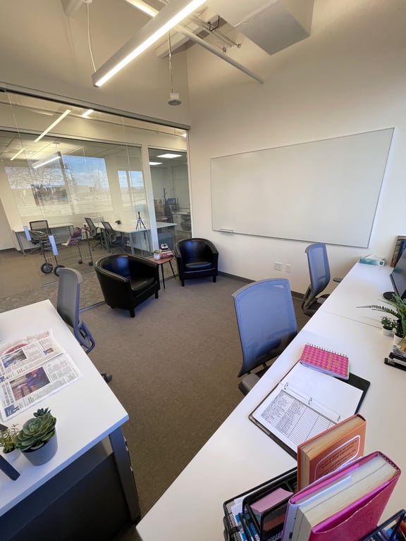 An interior shot of 3 person private office suite