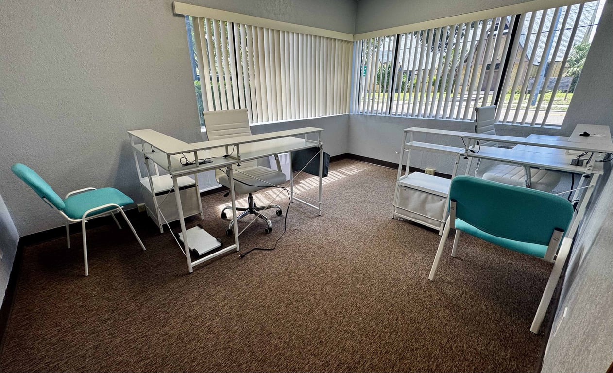 An interior shot of Private Office #103 for Teams (2–3) – No Glass. Total Privacy. Built for Productivity.