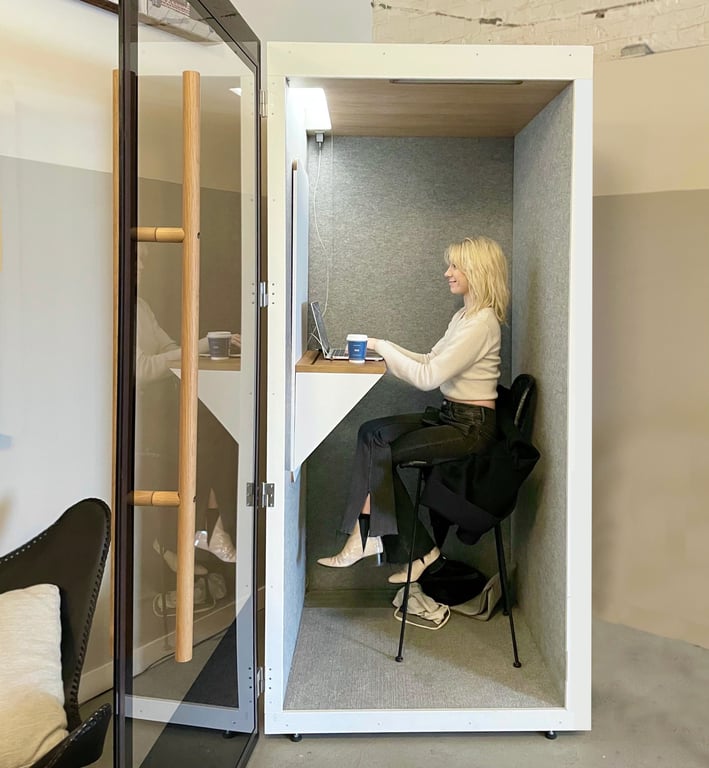 An interior shot of Art/Work Phone Booth