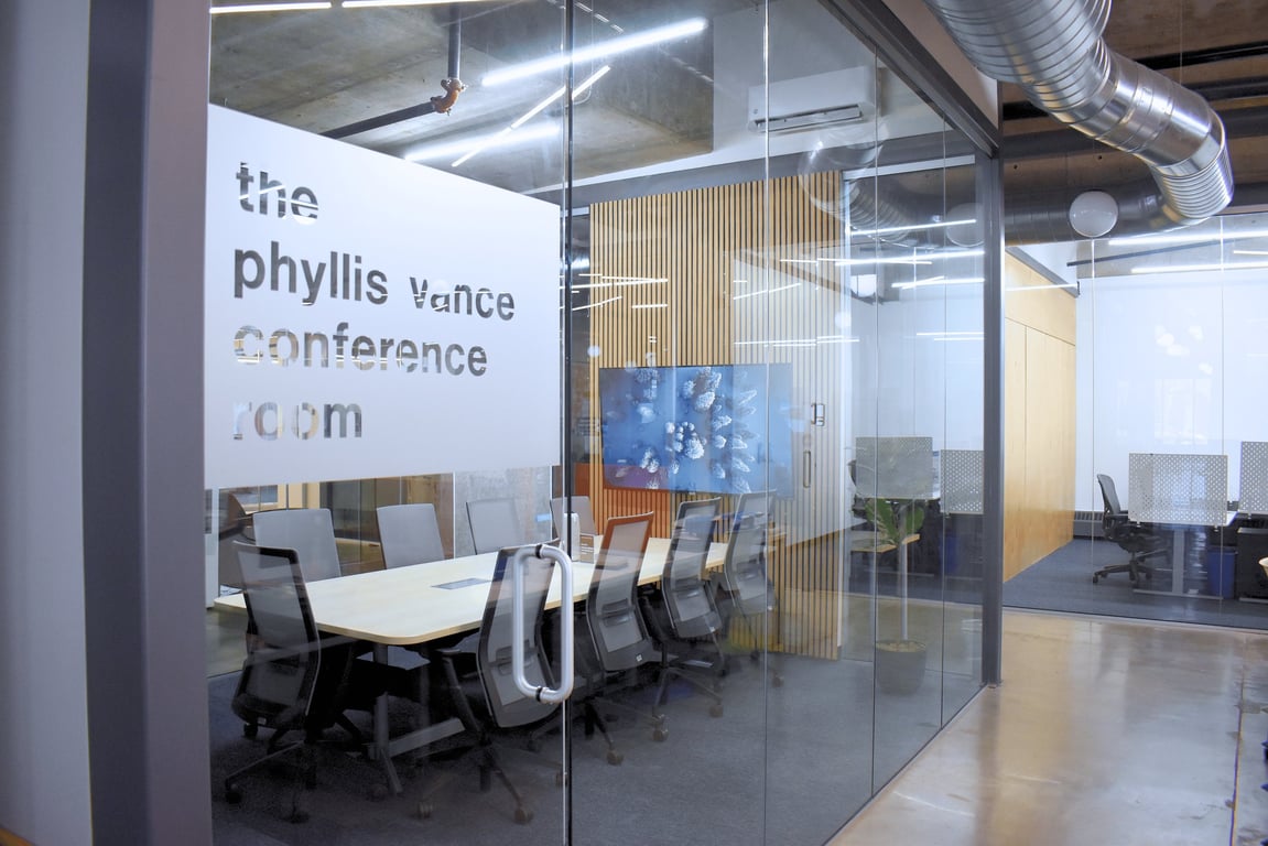 An interior shot of Glass Window Conference Room