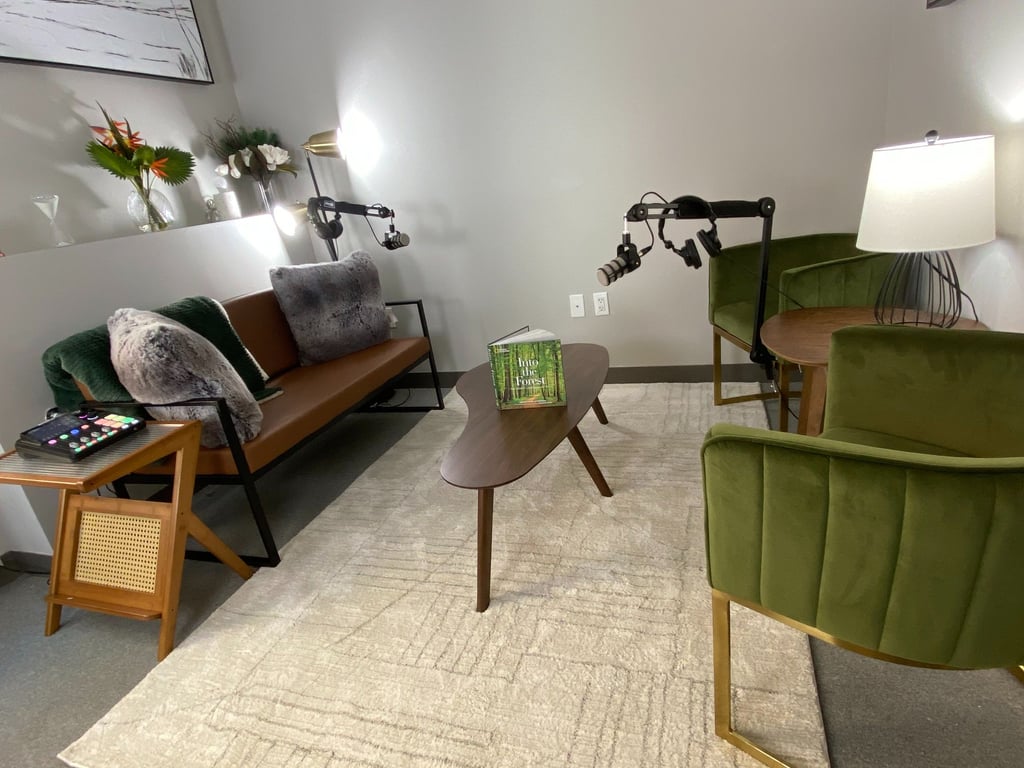 An interior shot of Podcast Studio at Le Parc Offices