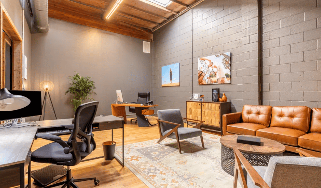 An interior shot of Stylish & Flexible Executive Office with Industrial Flair