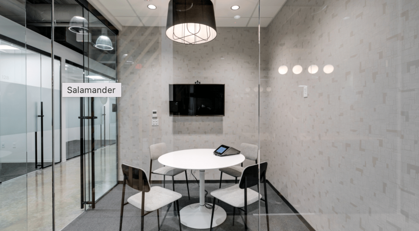 An interior shot of Salamander Huddle Room