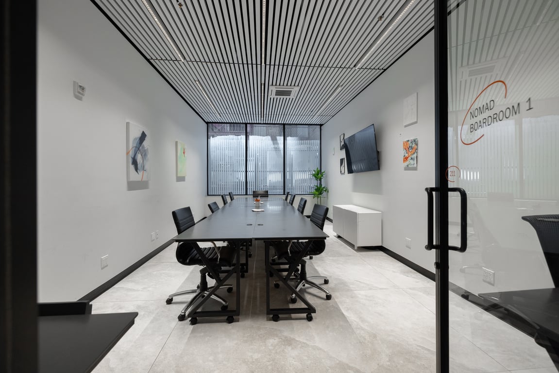 An interior shot of Times Square Boardroom