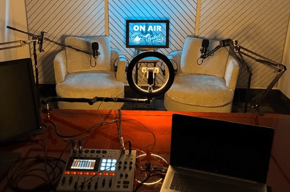 An interior shot of Bonsai Podcast Room