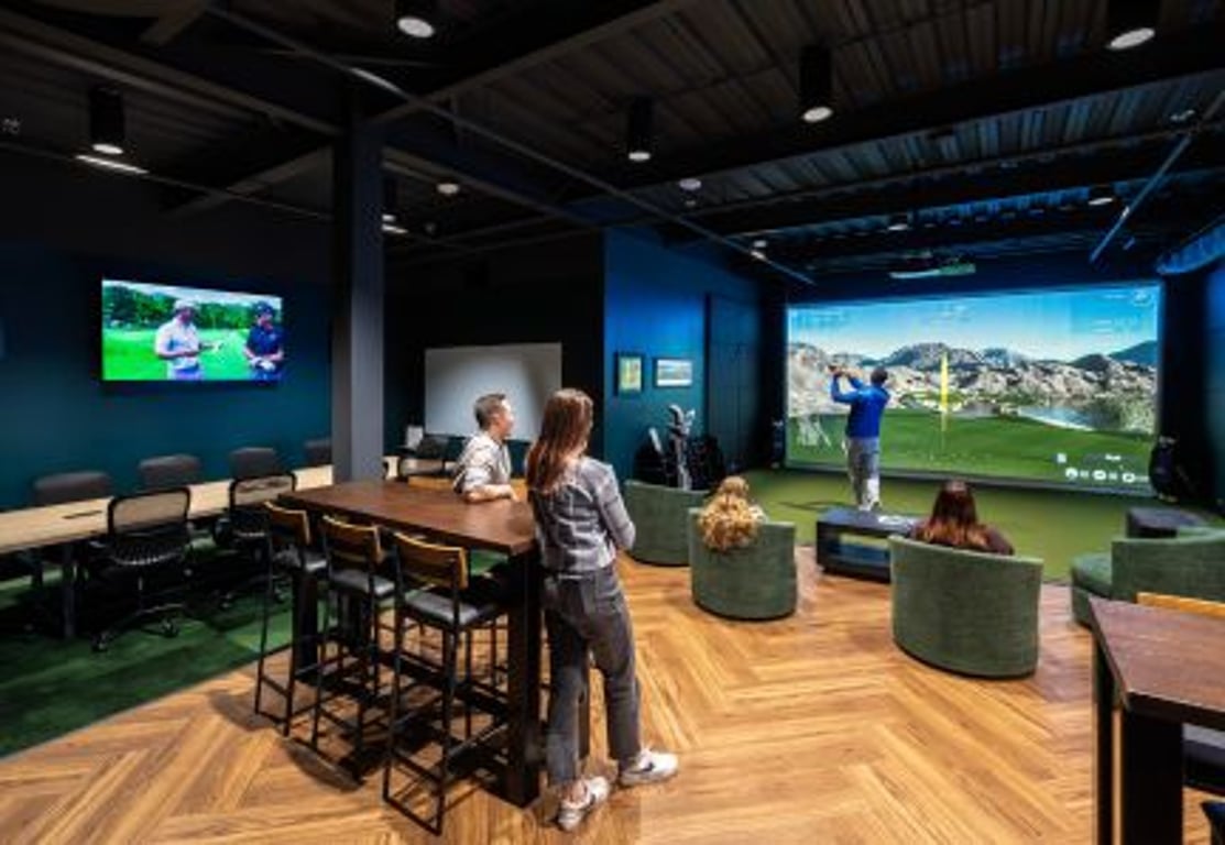 An interior shot of Golf Simulator