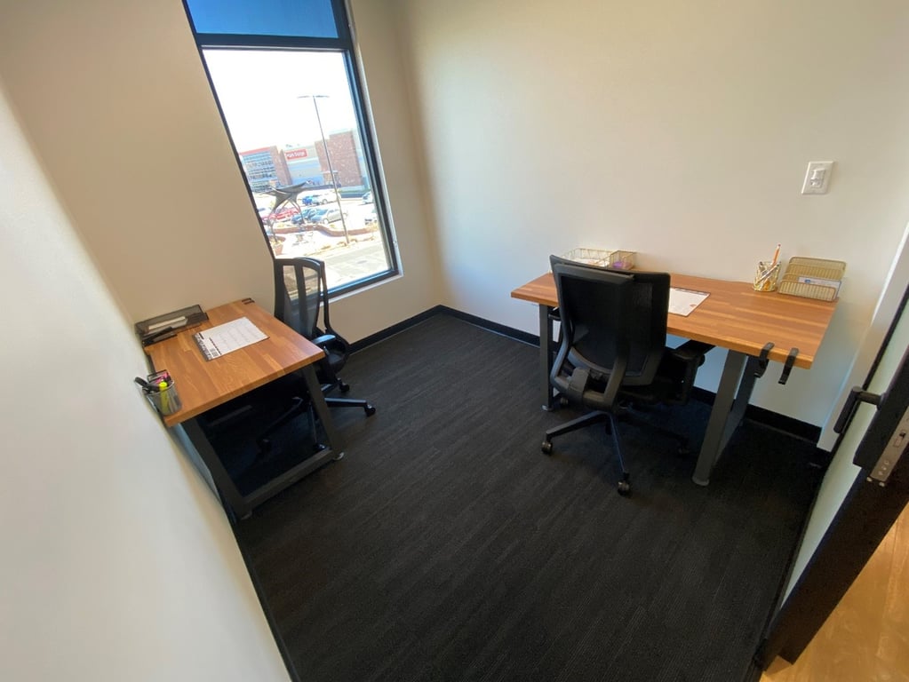 An interior shot of 2-Person Private Office