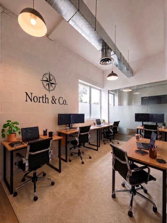 An interior shot of 5-Person Office With Window