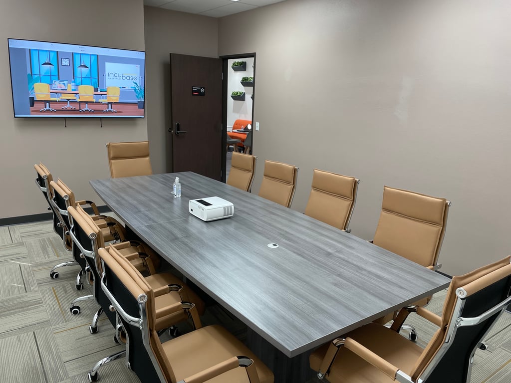 An interior shot of Incubase Workspace Boardroom