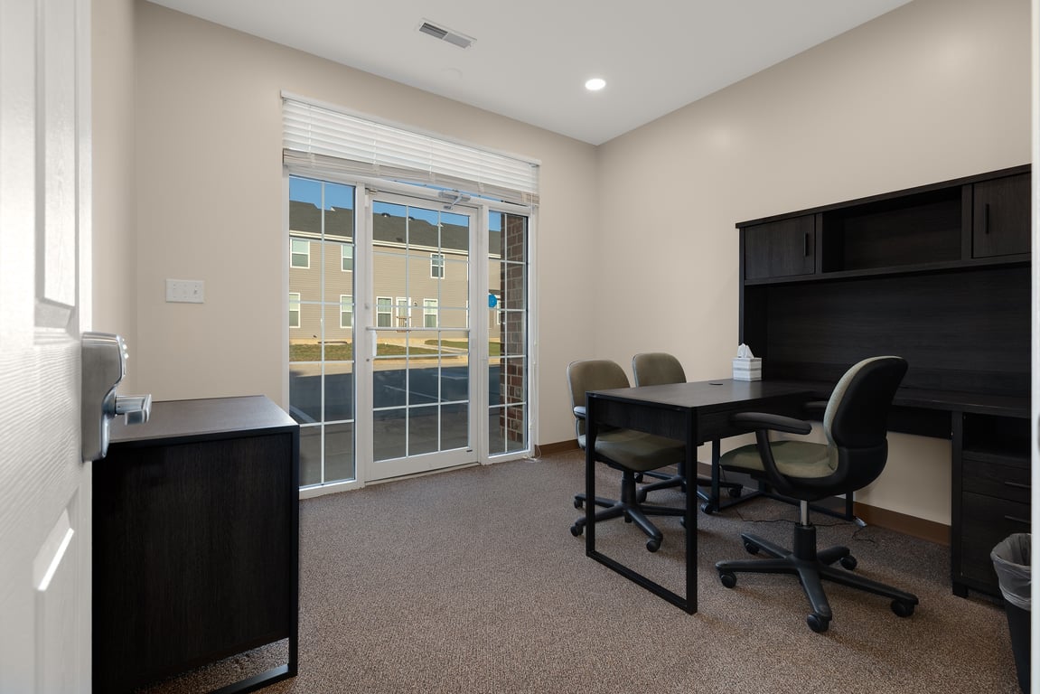 An interior shot of Private Office #10 with Exterior Door - St. Peters