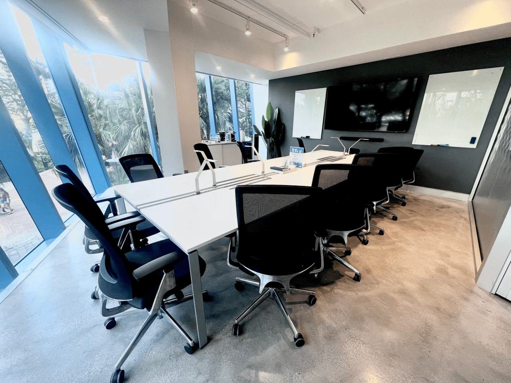 An interior shot of Ignite 12 person Meeting Room with a view