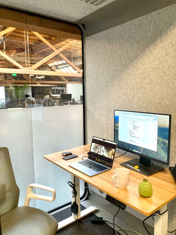 An interior shot of Private Office Pod 1