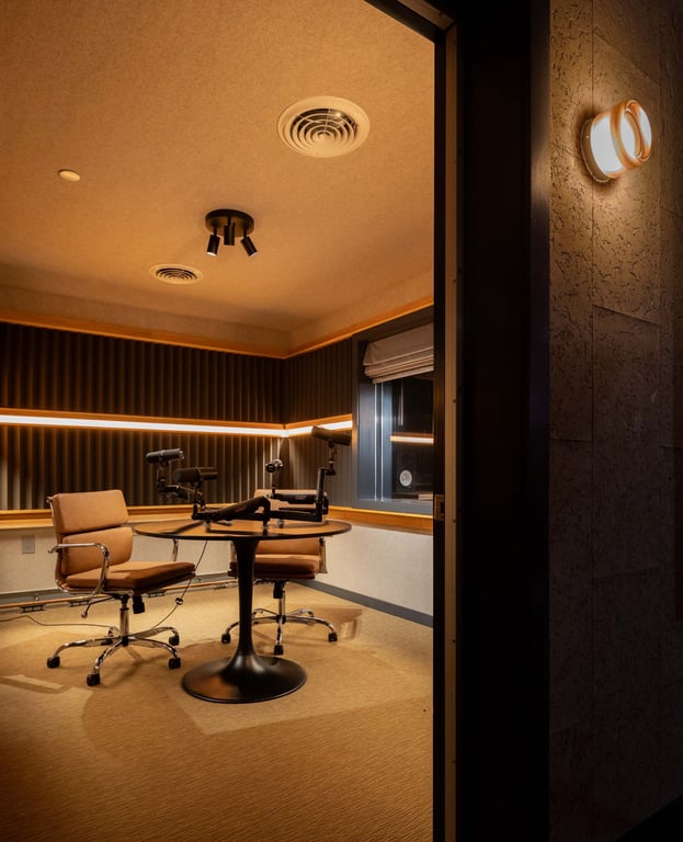 An interior shot of Mulberry Podcast Room