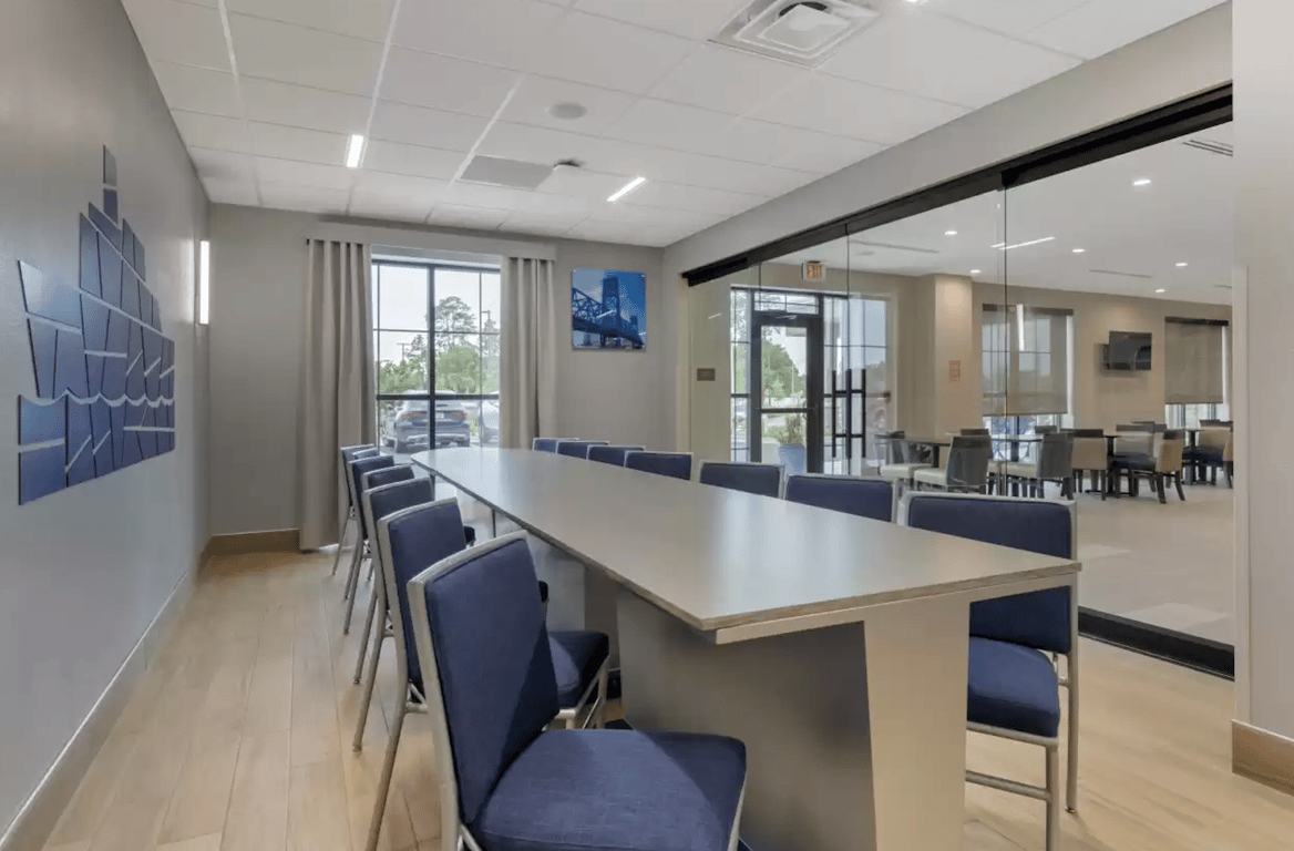 An interior shot of USS Jackson Boardroom