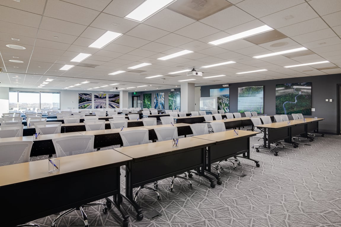 An interior shot of 100 person Training room