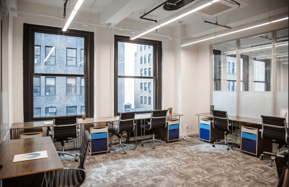 An interior shot of 6 person private office