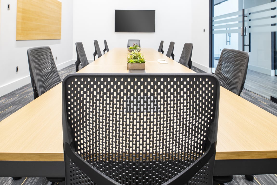 An interior shot of 20 person boardroom