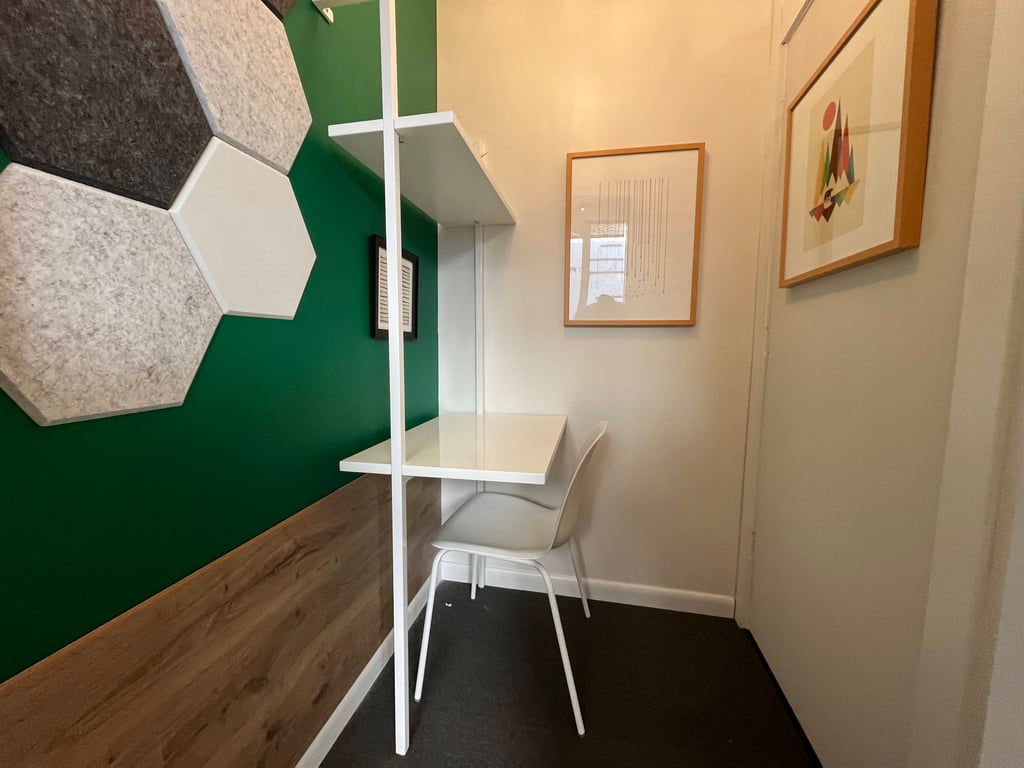 An interior shot of Phone Booth 2