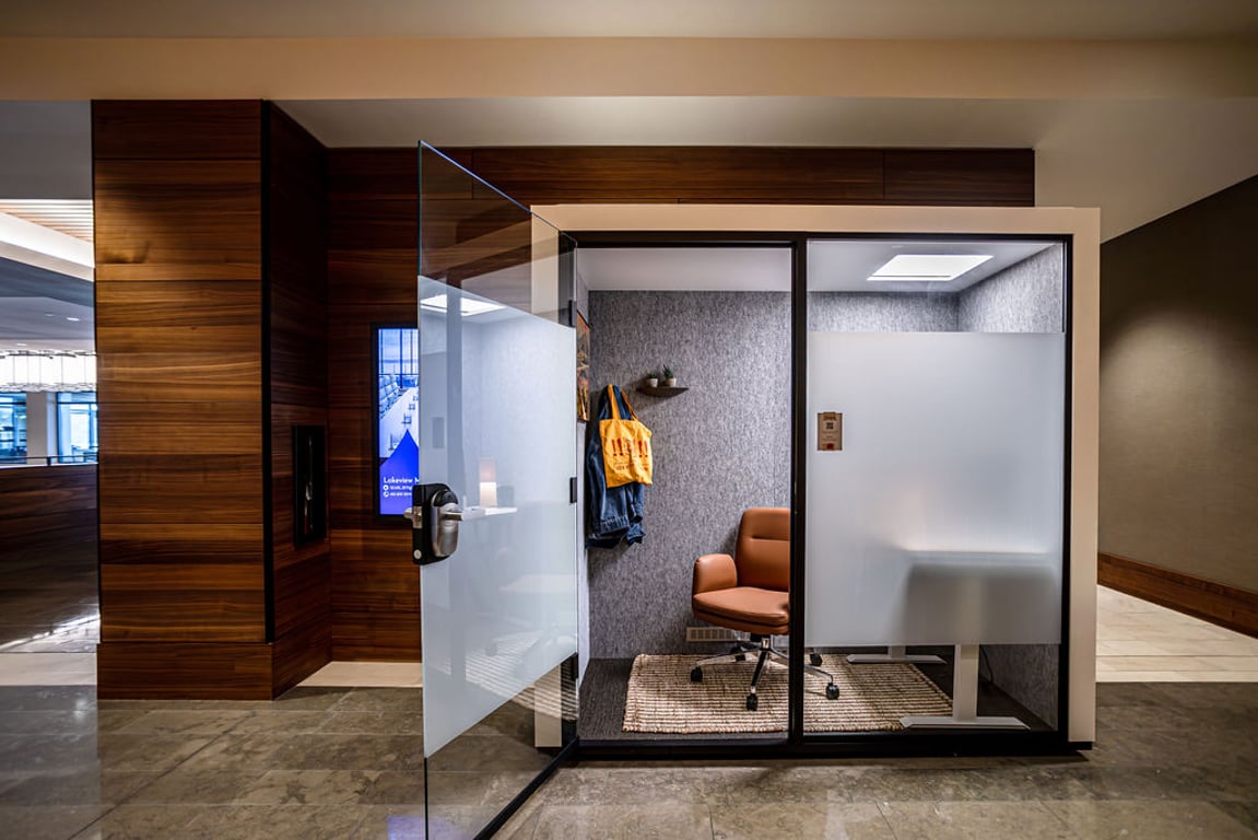 An interior shot of Pod 1 - Evergreen