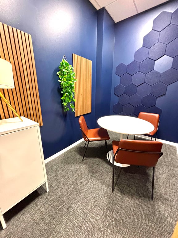 An interior shot of Podcast Booth