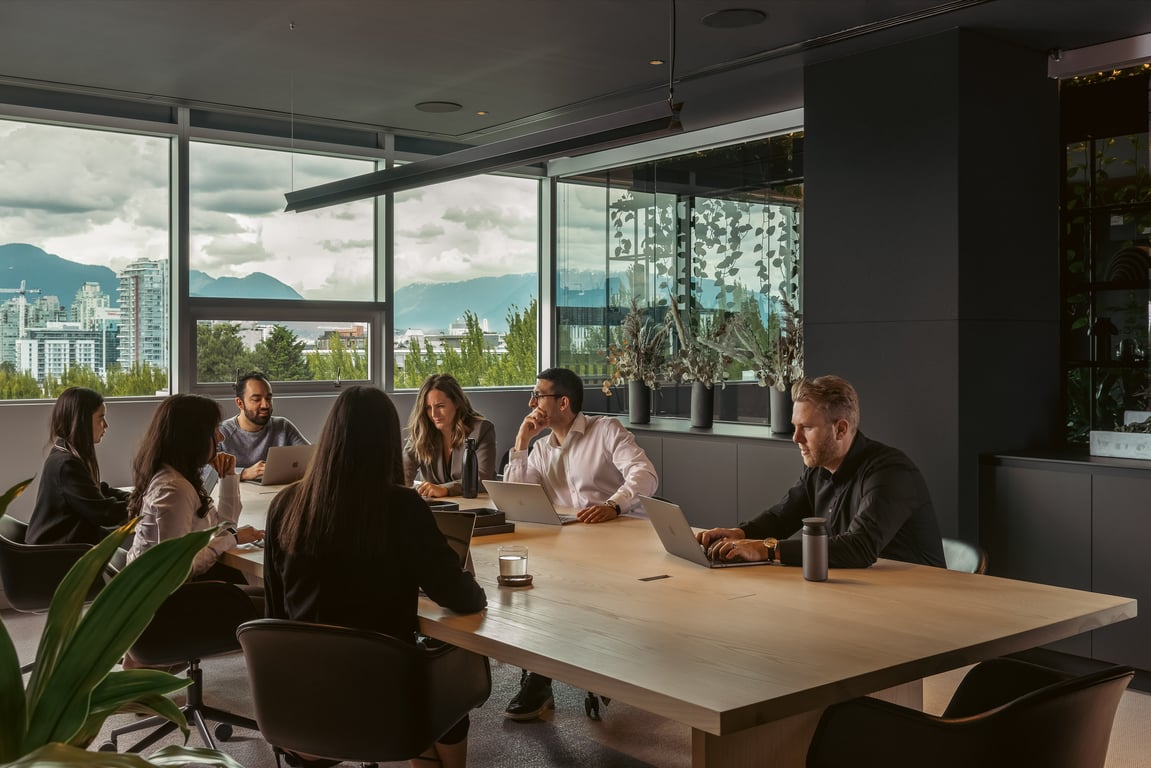 An interior shot of 10 Person Meeting Room - Alabaster Boardroom