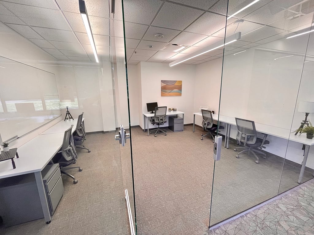 An interior shot of 5 person private office suite