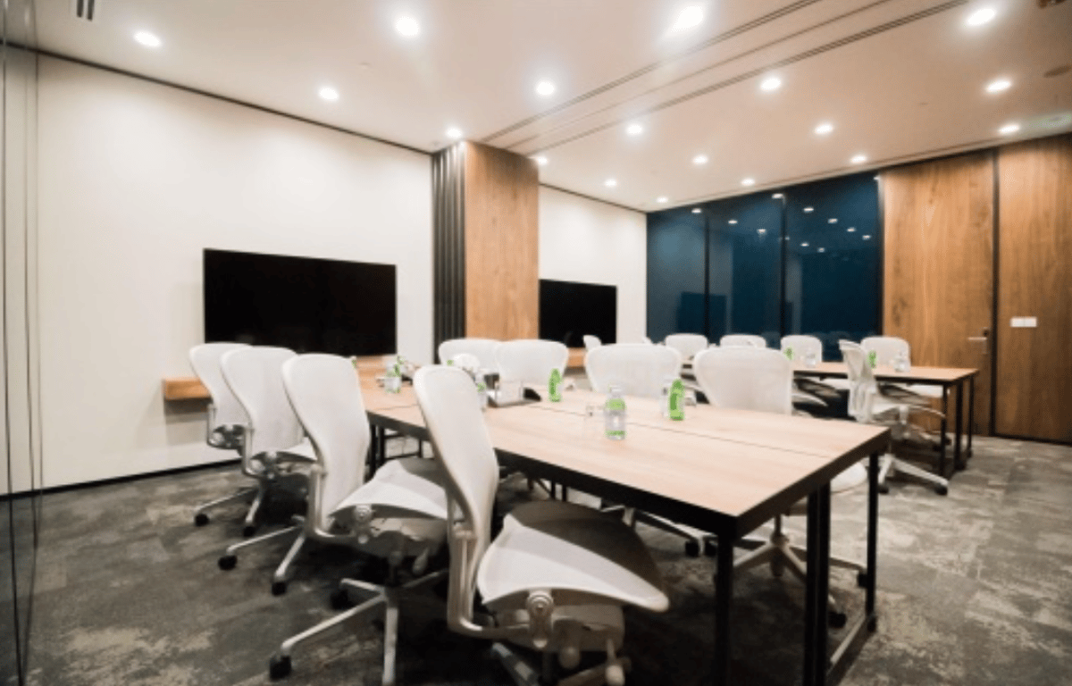 An interior shot of Theatre Setup Meeting Room