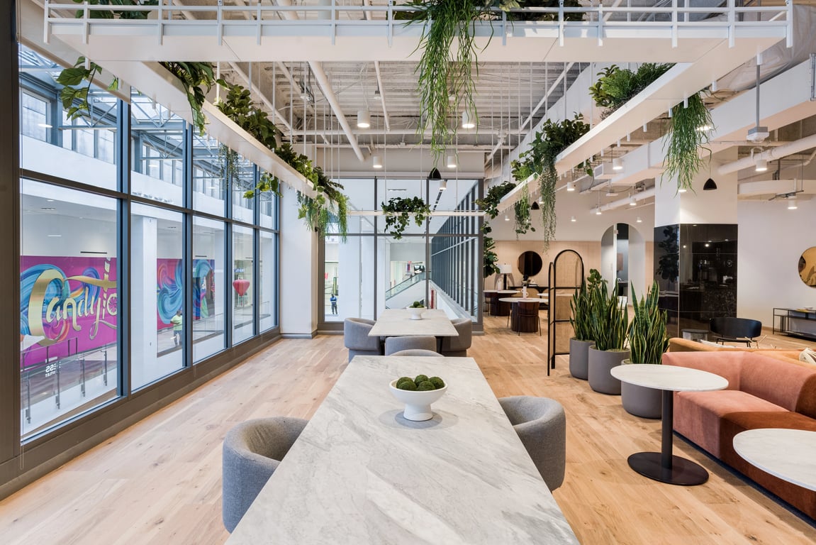 An interior shot of Industrious - Fashion District