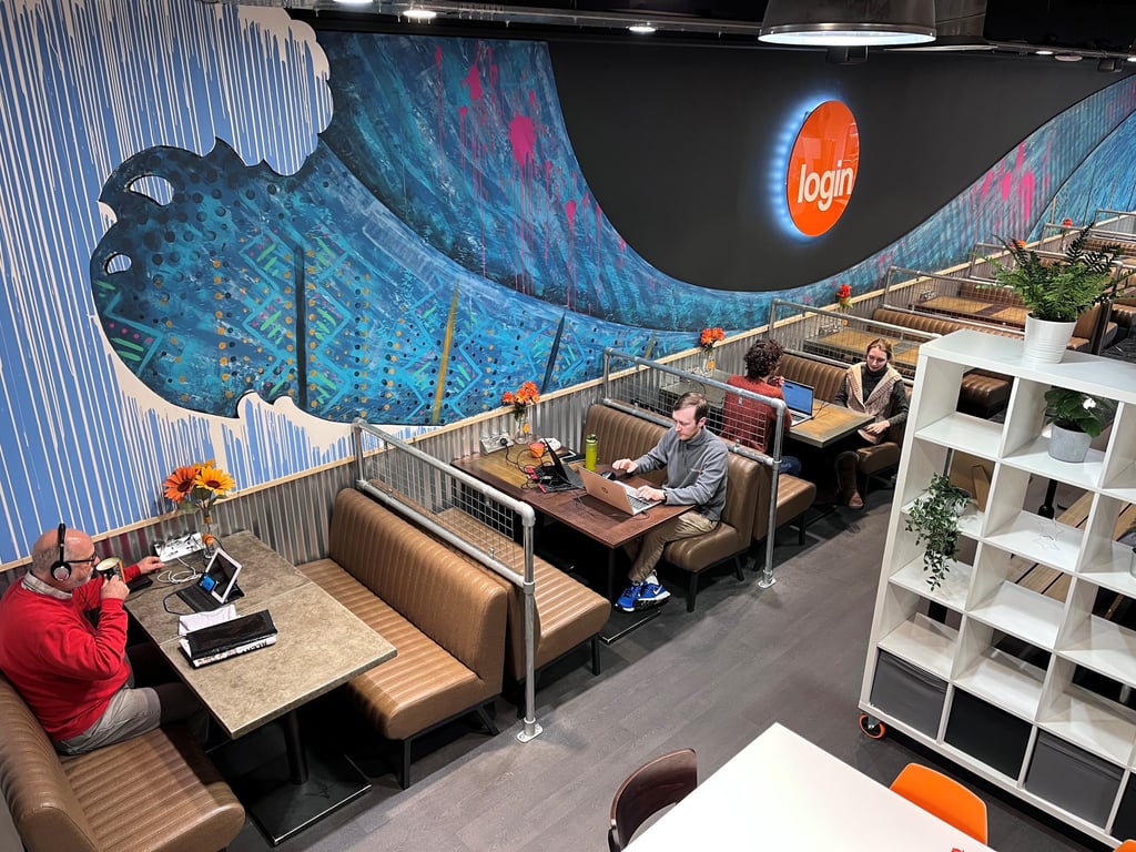An interior shot of Login Business Lounge