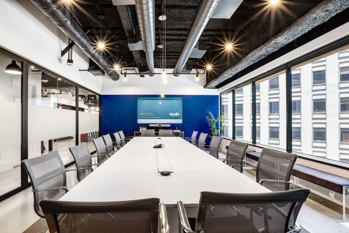An interior shot of Silicon Valley Boardroom