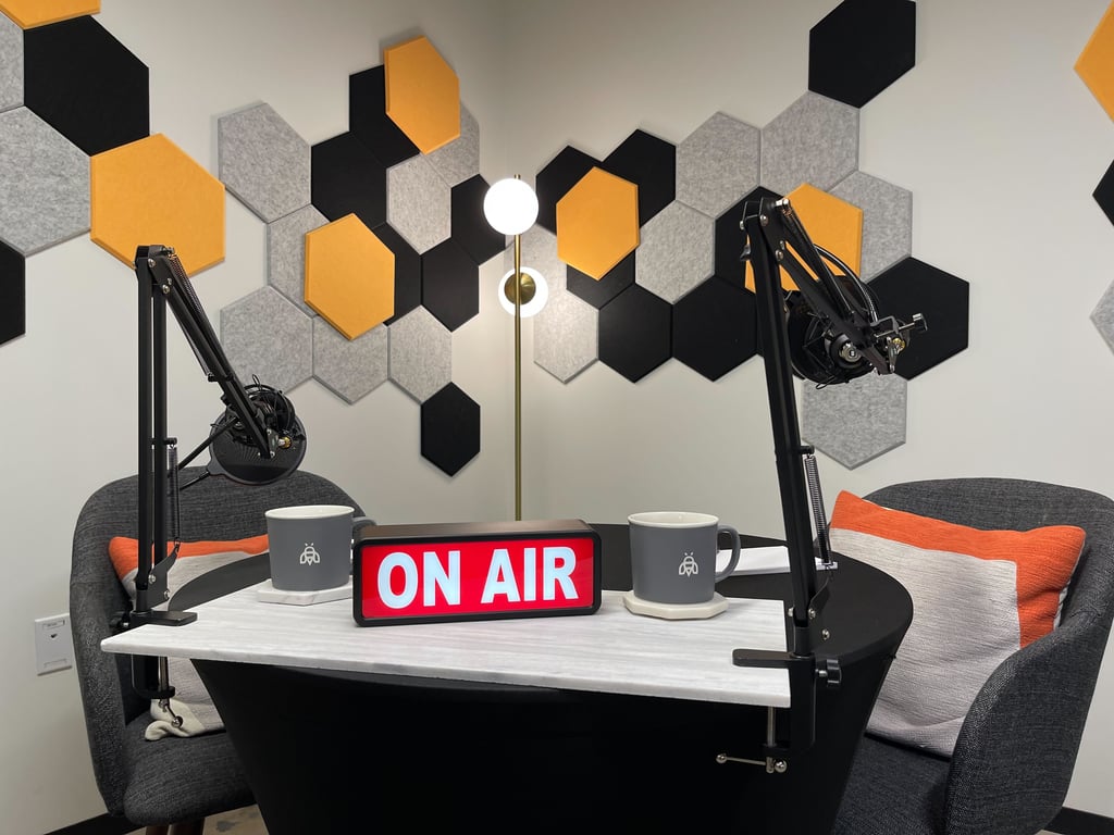 An interior shot of 1 Podcast Studio