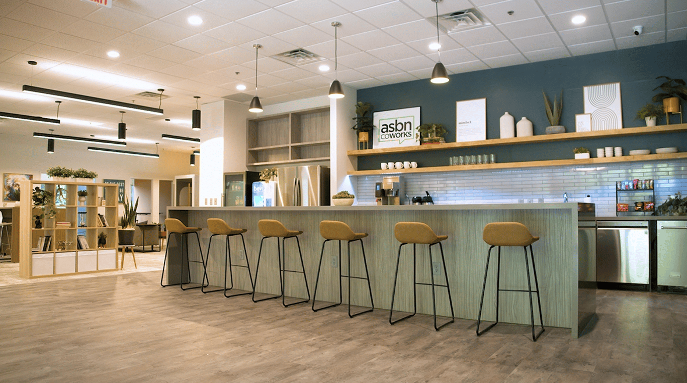 An interior shot of ASBN Coworks