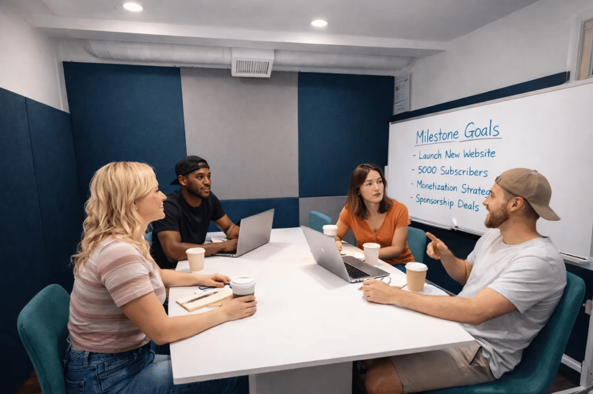 An interior shot of Pod-Cast / Small Meeting (Malibu Room) 4 Person max