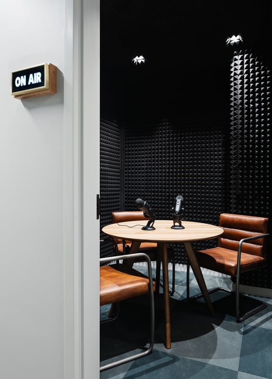 An interior shot of Sound Booth A