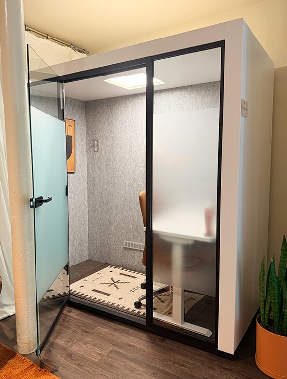 An interior shot of ALCOVE Pod 9 - Montauk Club