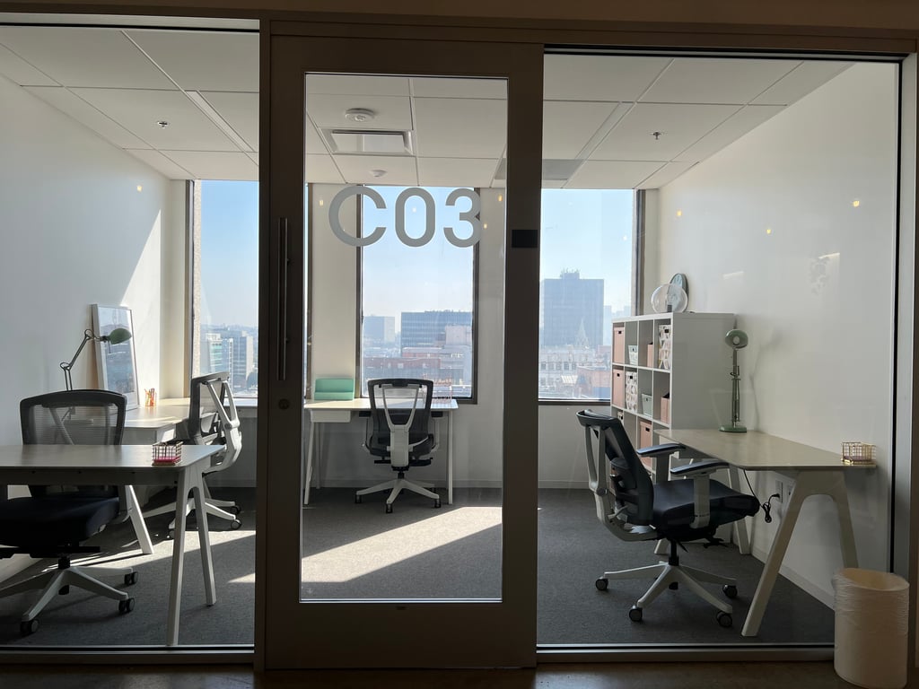 An interior shot of C03 - 5 Person / Private Office - Windows View