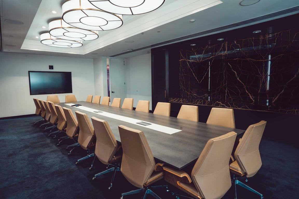 An interior shot of Buffett Boardroom