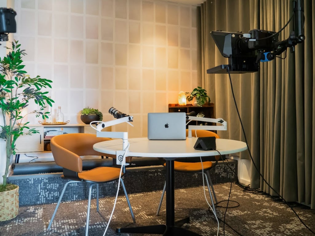 An interior shot of Podcast Studio