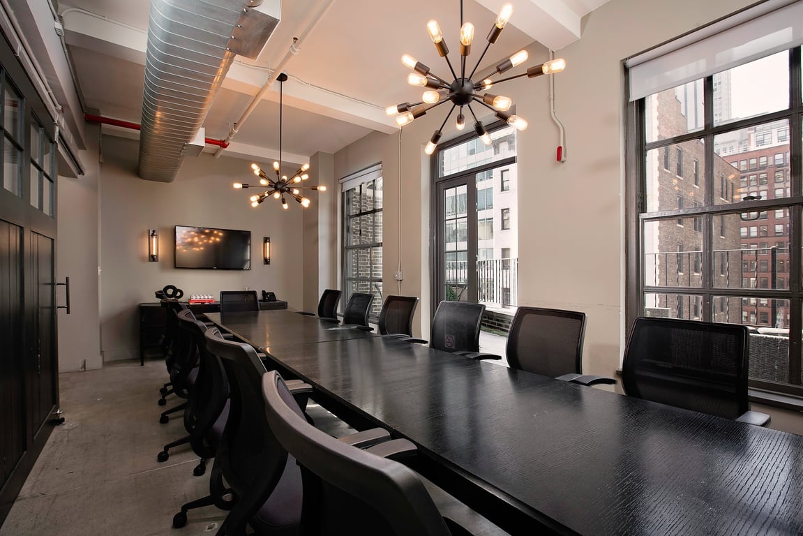 An interior shot of 14 person room