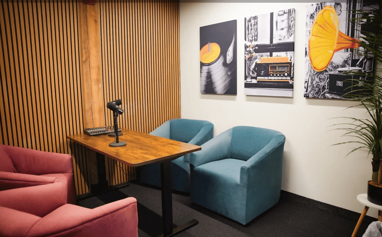 An interior shot of Buzz- Cast (PodCast) Studio