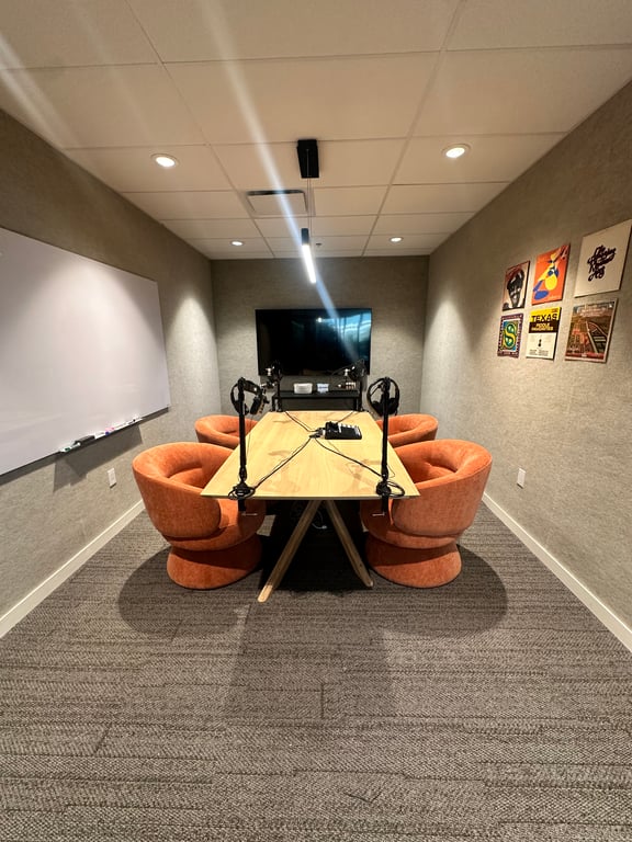 An interior shot of Podcast Studio