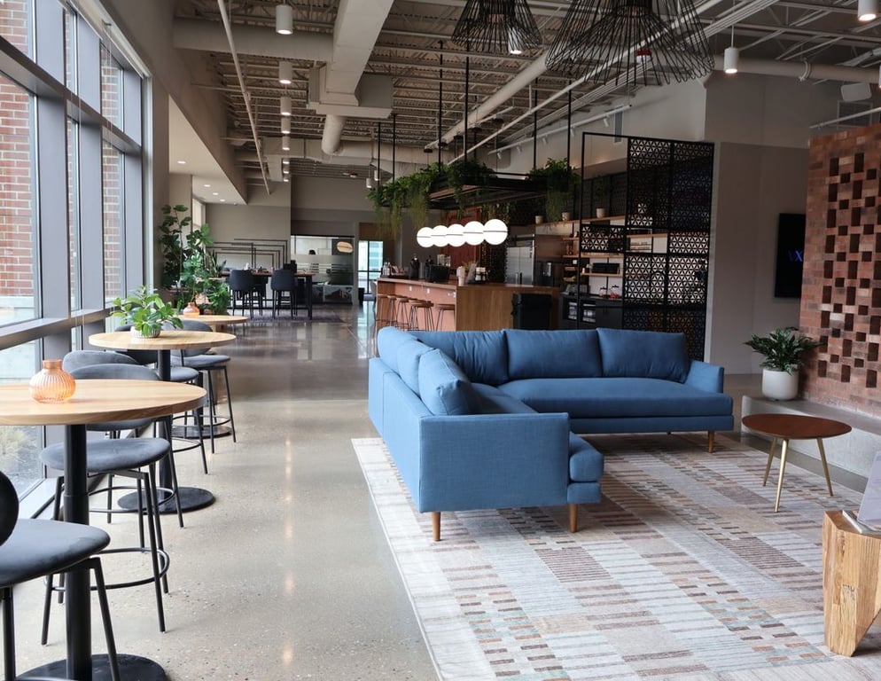 An interior shot of Brick House Blue - New Albany Waters Edge