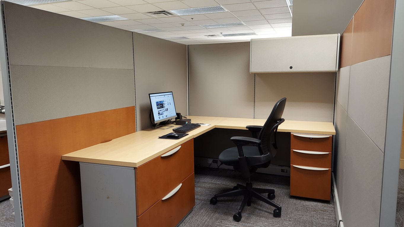 An interior shot of Cubicle desk